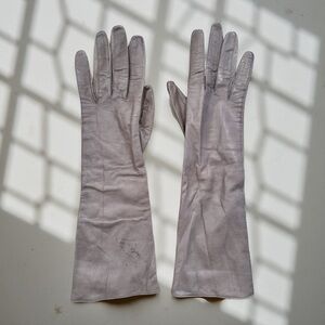 Lord & Taylor Taupe Leather Gloves